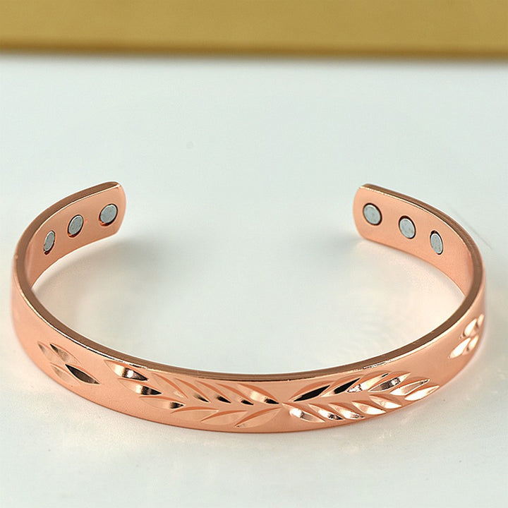 Opening Bangle Adjustable Electroplating Wide Elegant Polished Gift Rose Golden Color Men Women Leaves Pattern Cuff Image 7