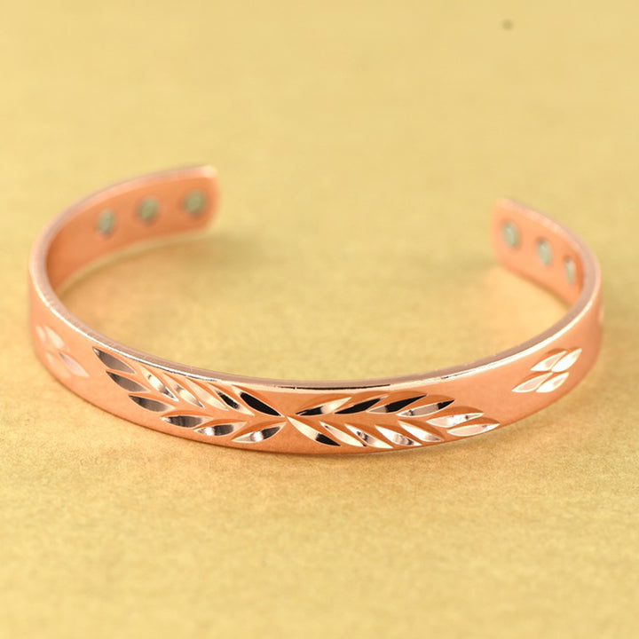 Opening Bangle Adjustable Electroplating Wide Elegant Polished Gift Rose Golden Color Men Women Leaves Pattern Cuff Image 8