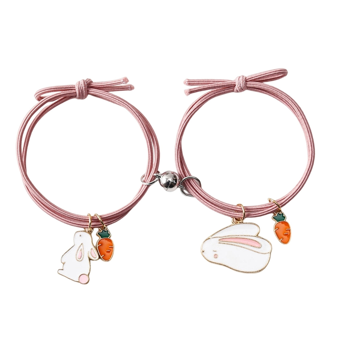 1 Pair Couple Bracelets Magnet Rubber Bands for Student Image 8