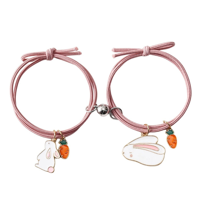 1 Pair Couple Bracelets Magnet Rubber Bands for Student Image 1