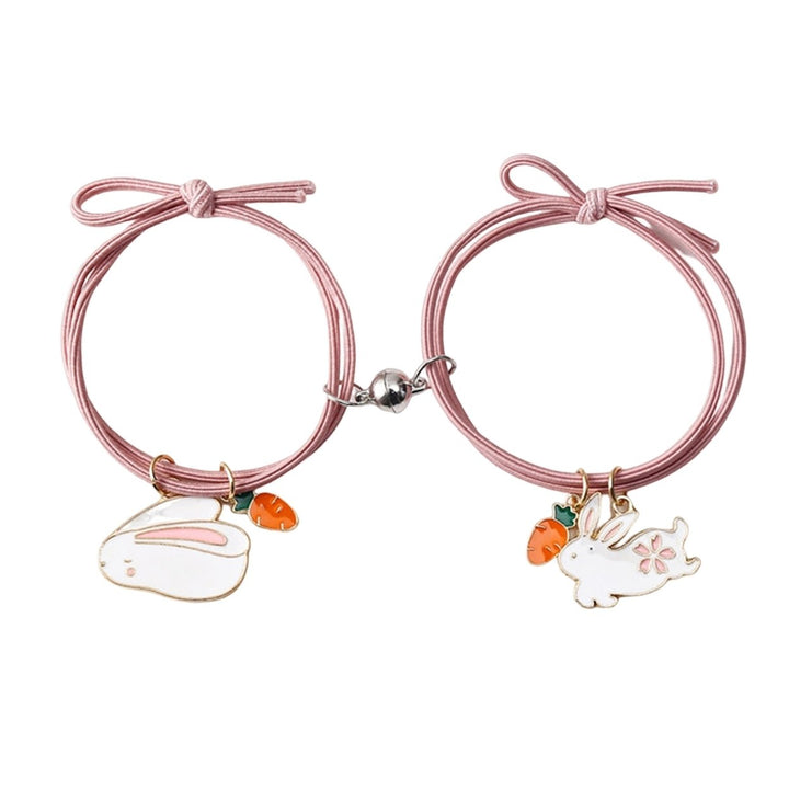 1 Pair Couple Bracelets Magnet Rubber Bands for Student Image 1