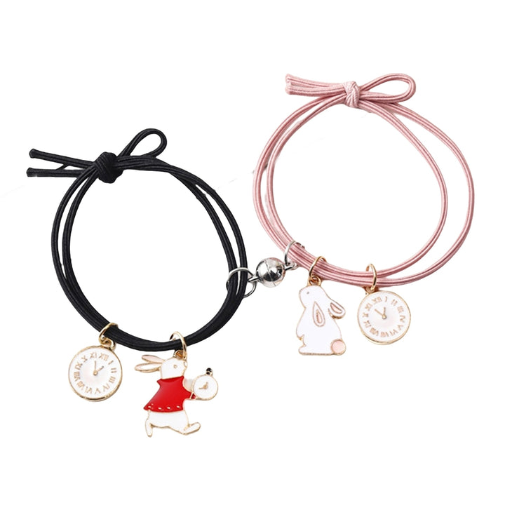 1 Pair Couple Bracelets Magnet Rubber Bands for Student Image 12