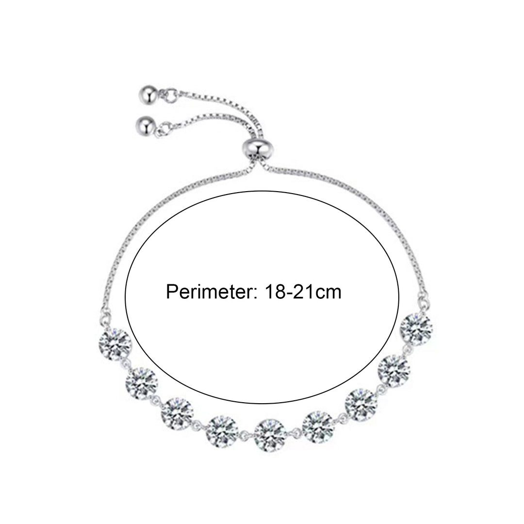 Pendant Bracelet Rhinestone Inlaid Adjustable Beads Silver Color Fashion Big Bling Cubic Zirconia Hand Chain Jewelry Image 6