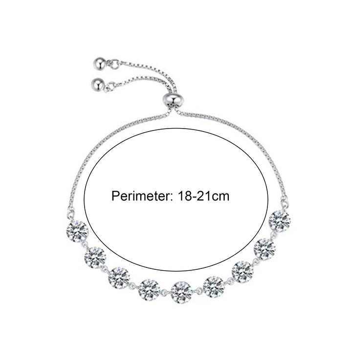 Pendant Bracelet Rhinestone Inlaid Adjustable Beads Silver Color Fashion Big Bling Cubic Zirconia Hand Chain Jewelry Image 6