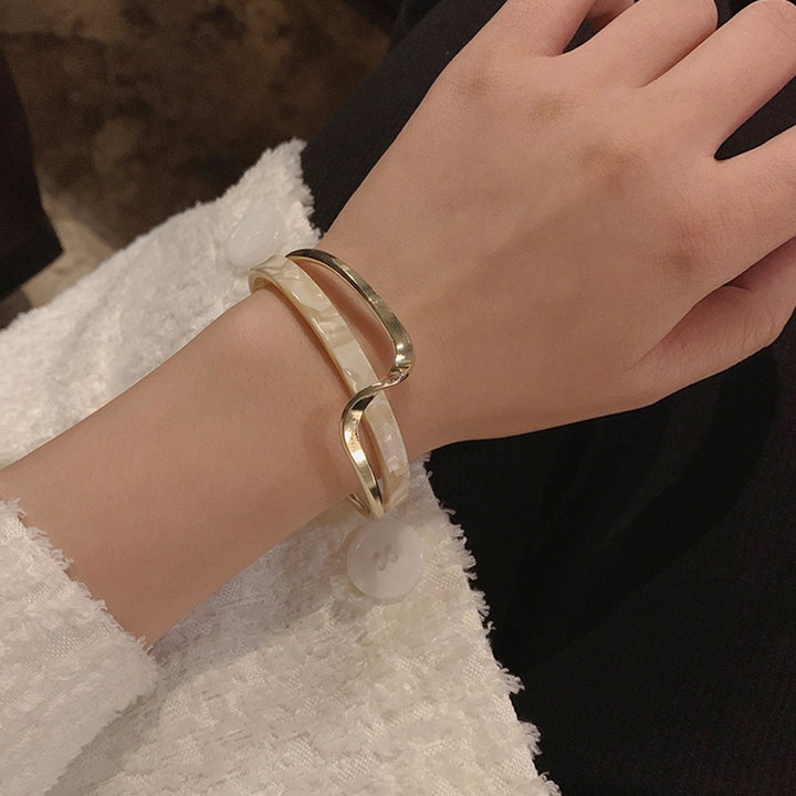 Opening Bangle Electroplating Mirror Polishing Shiny Adjustable Opening Double Layer Simple White Board Bend Bracelet Image 2