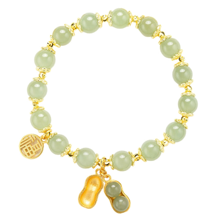 Beaded Bracelet Unique Light Luxury Minimalistic Compact Good Symbolism Solid Imitation Jade Hand Ornament Bracelet Image 4