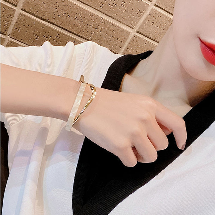 Opening Bangle Electroplating Mirror Polishing Shiny Adjustable Opening Double Layer Simple White Board Bend Bracelet Image 7