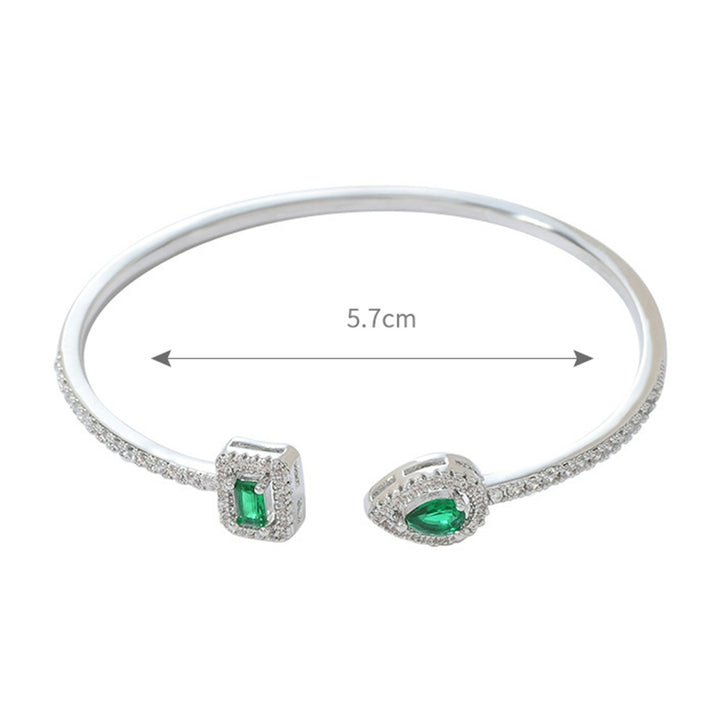 Women Bangle Opening Adjustable Faux Emerald Elegant Hypoallergenic Rhinestone Embedded Female Bangle Fashion Jewelry Image 6