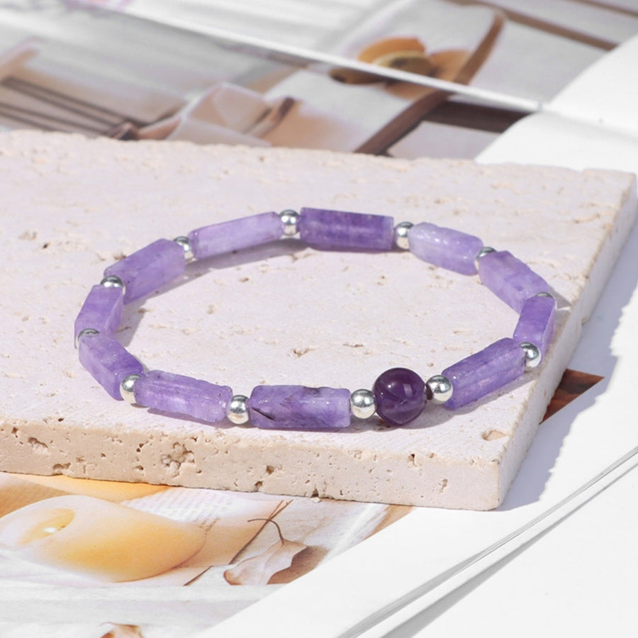 Couple Bracelet Ultra-Light Non-Irritation Decorative Easy-wearing Unisex Natural Stone Beaded Bracelet Bangle Image 1