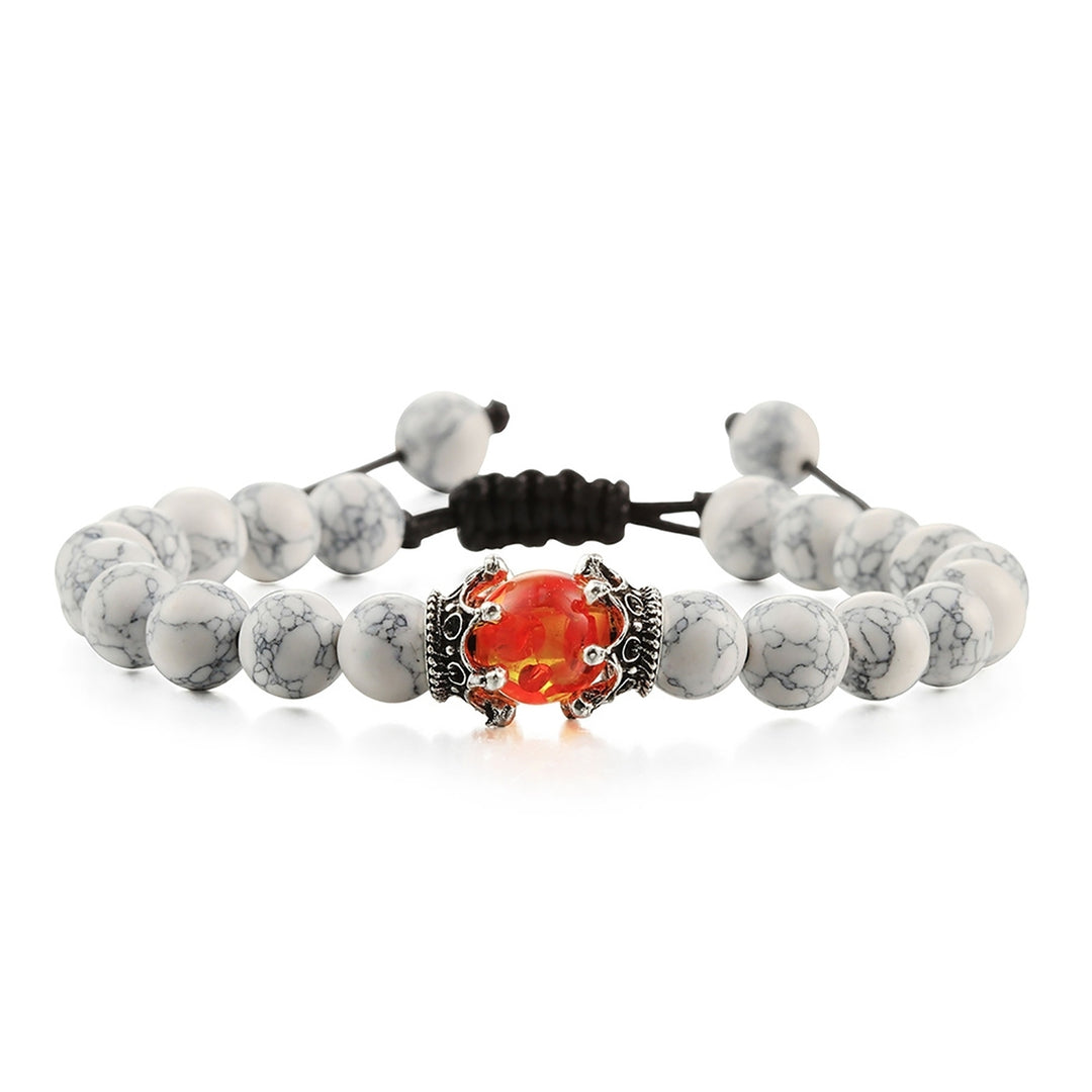 Adjustable Smooth Surface Men Bracelet Stone Crown Charm Braided Wristband Jewelry Accessory Image 3