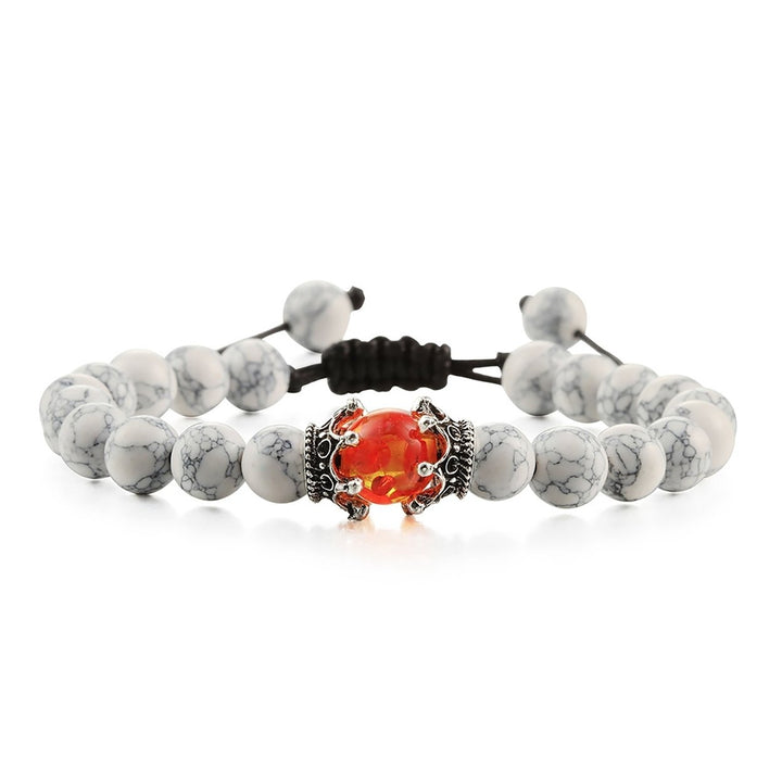 Adjustable Smooth Surface Men Bracelet Stone Crown Charm Braided Wristband Jewelry Accessory Image 1