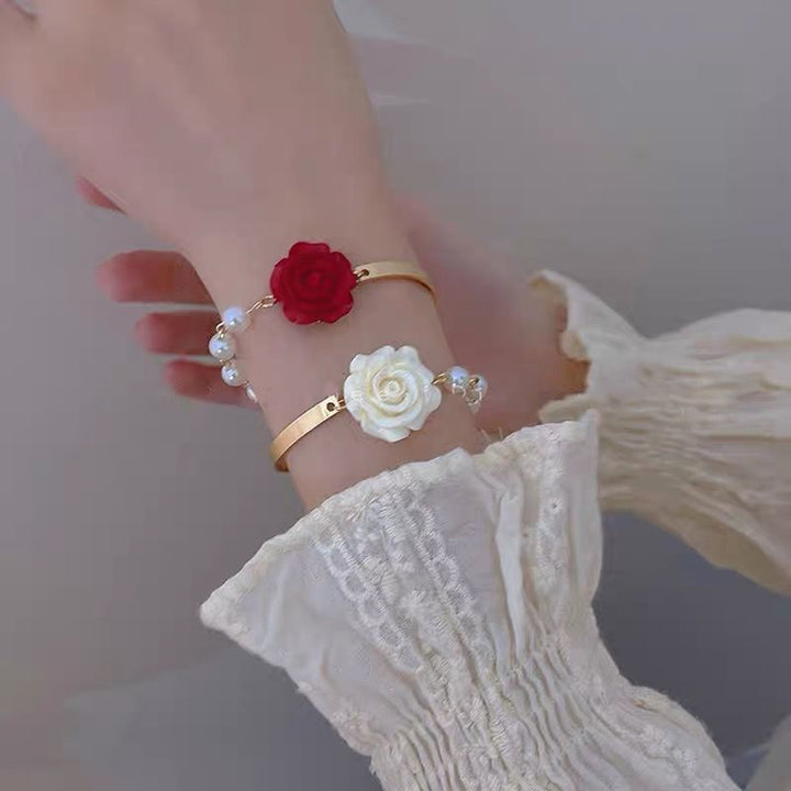 Women Bracelet Rose Flower Bangle Party Jewelry Image 7