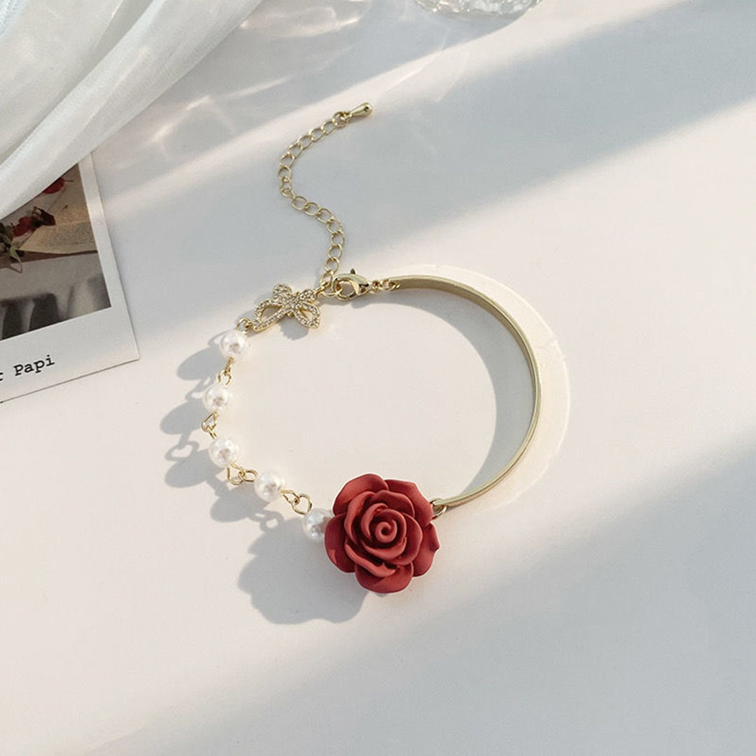 Women Bracelet Rose Flower Bangle Party Jewelry Image 9