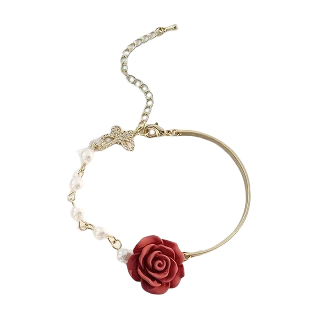 Women Bracelet Rose Flower Bangle Party Jewelry Image 12