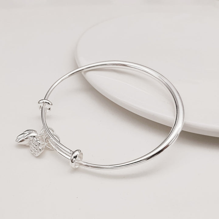 Women Bangle Silver Color Adjustable Dainty Sweet Nonallergic Gift Electroplating Lotus Seedpod Charm Girls Bracelet Image 7