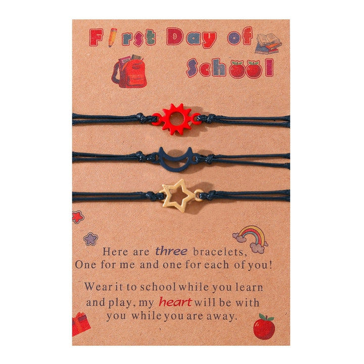 3 Pcs Bracelets Moon Star Sun Bracelets Moving Touching Card Kids First Day Of School Gift Braided Stainless Lightweight Image 4