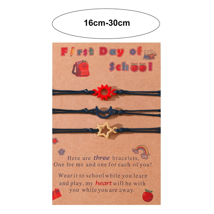 3 Pcs Bracelets Moon Star Sun Bracelets Moving Touching Card Kids First Day Of School Gift Braided Stainless Lightweight Image 6