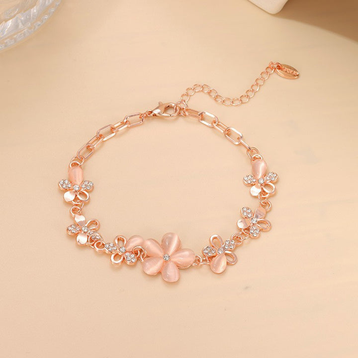 Women Elegant Hollow Shining Rhinestone Flower Decor Bracelet Adjustable Length Girl Wristband Birthday Gift Image 3