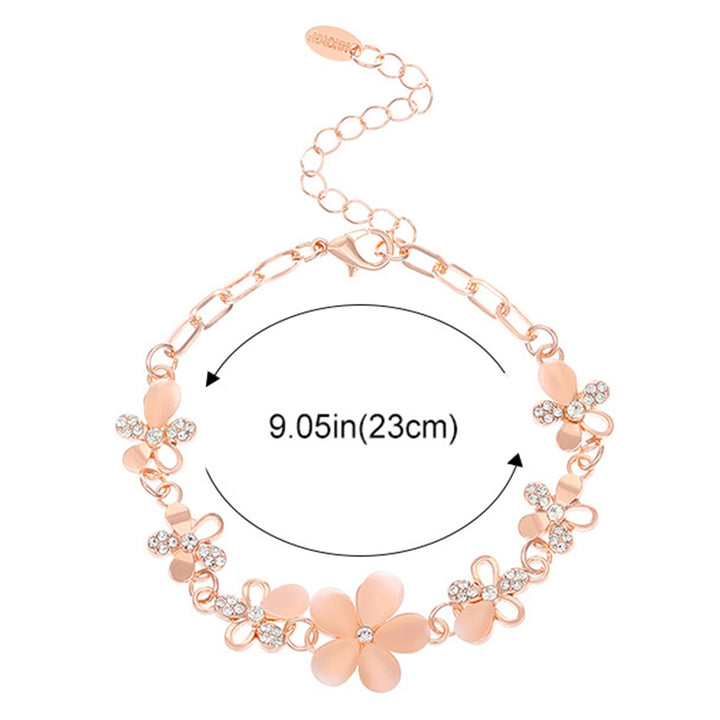 Women Elegant Hollow Shining Rhinestone Flower Decor Bracelet Adjustable Length Girl Wristband Birthday Gift Image 6