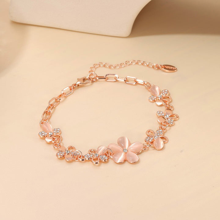 Women Elegant Hollow Shining Rhinestone Flower Decor Bracelet Adjustable Length Girl Wristband Birthday Gift Image 7