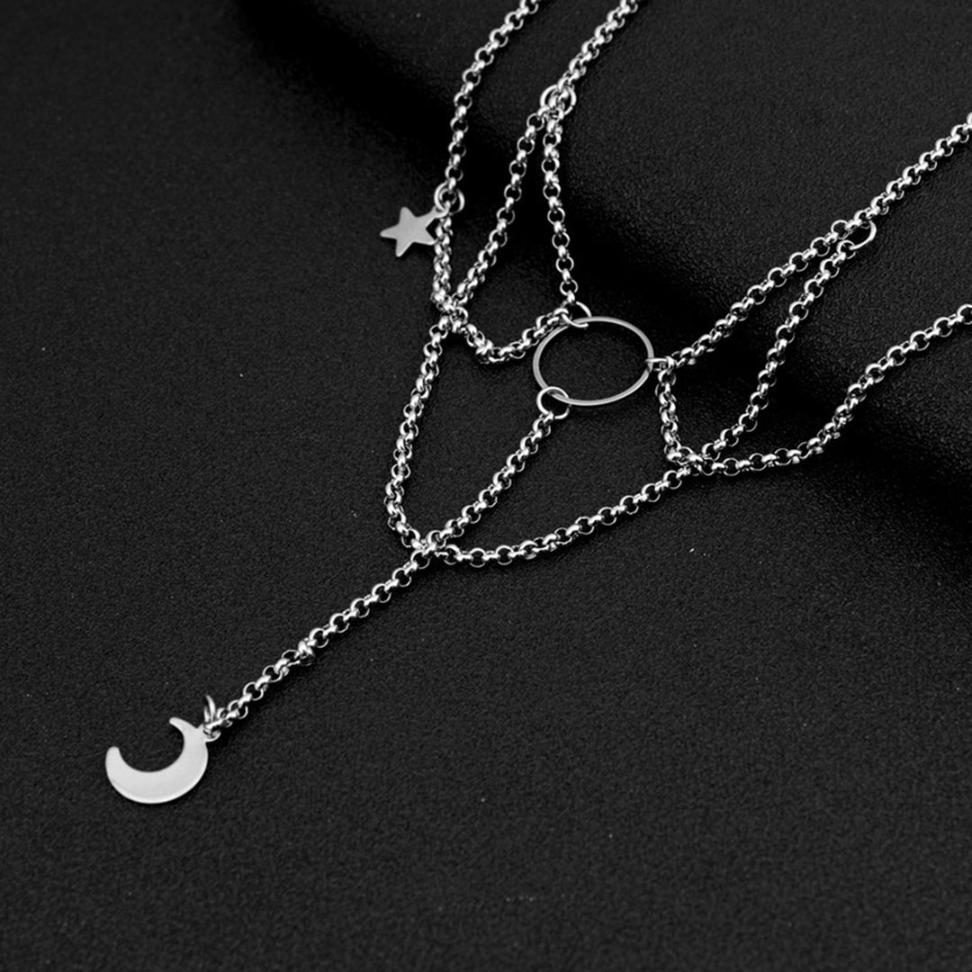 Dress Up Necklace Artistic Alloy Crescent Moon Stars Gothic Choker Necklace for Dating Image 7