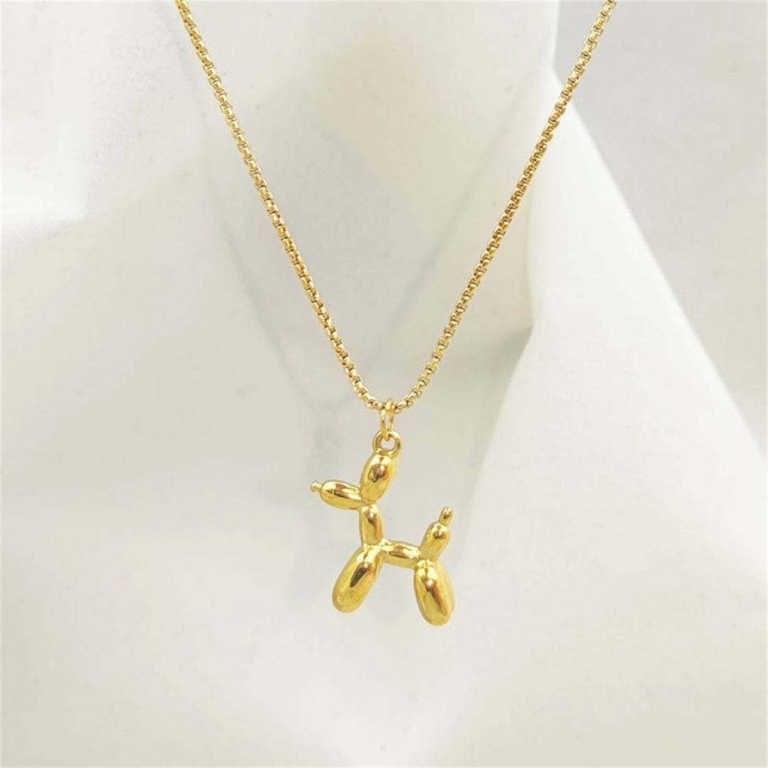 Pendant Necklace Eye-catching Corrosion  Resistant Alloy Luxury Sparkling Necklace with Puppy Pendant for Party Image 2