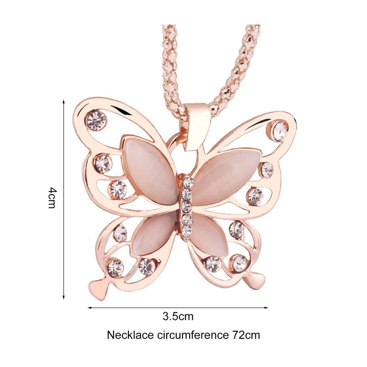 Women Necklace Shiny Rhinestone Rose Gold Color Butterfly Shape Lady Pendant Female Jewelry Image 6