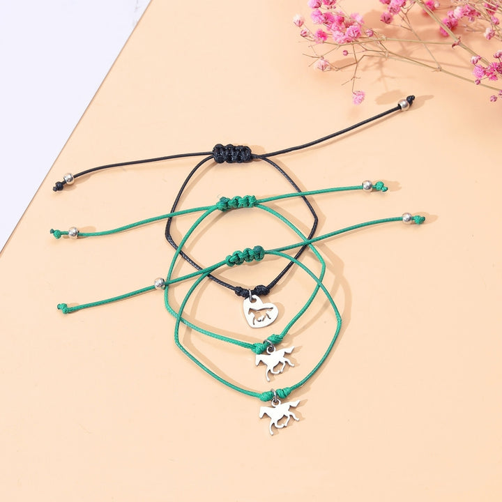 3Pcs Rope Bracelets with Horse-Shaped Pendant Lightweight Adjustable Friendship Bracelet Bangle for Men Women Image 4