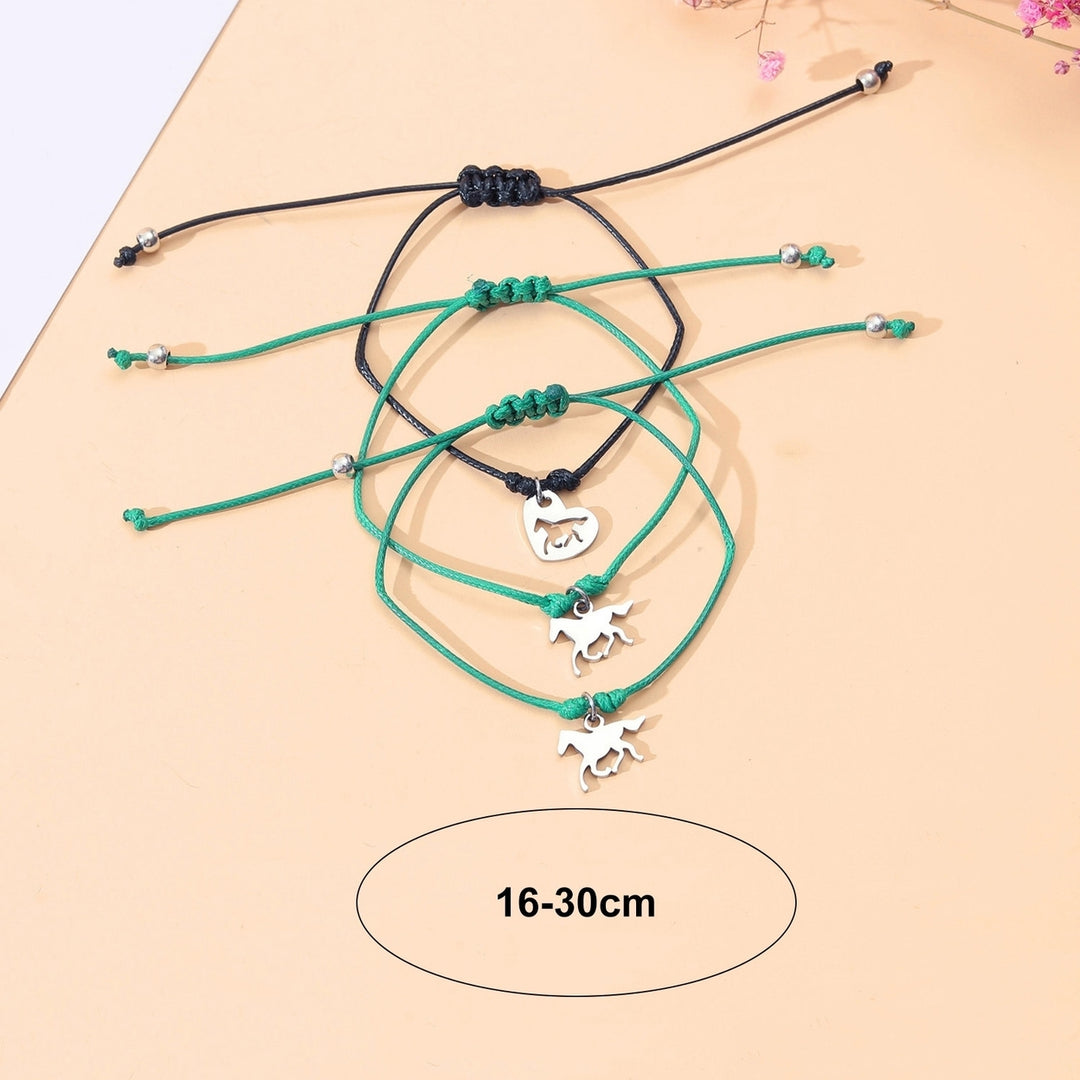 3Pcs Rope Bracelets with Horse-Shaped Pendant Lightweight Adjustable Friendship Bracelet Bangle for Men Women Image 6