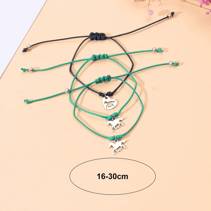 3Pcs Rope Bracelets with Horse-Shaped Pendant Lightweight Adjustable Friendship Bracelet Bangle for Men Women Image 6