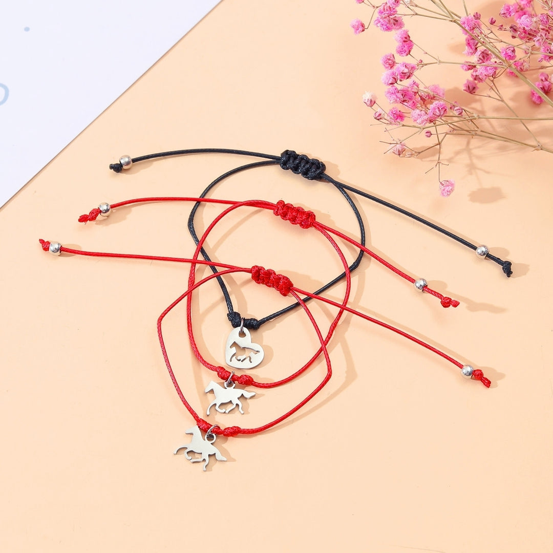 3Pcs Rope Bracelets with Horse-Shaped Pendant Lightweight Adjustable Friendship Bracelet Bangle for Men Women Image 12