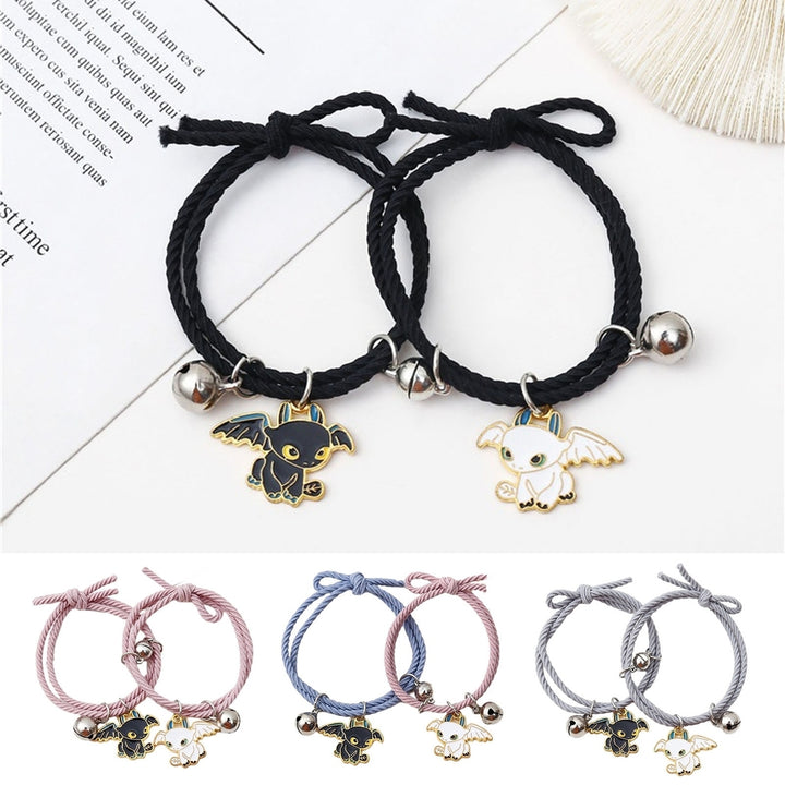 2 Pcs Women Bracelet Ponytail Holder Couple Bracelet Image 1