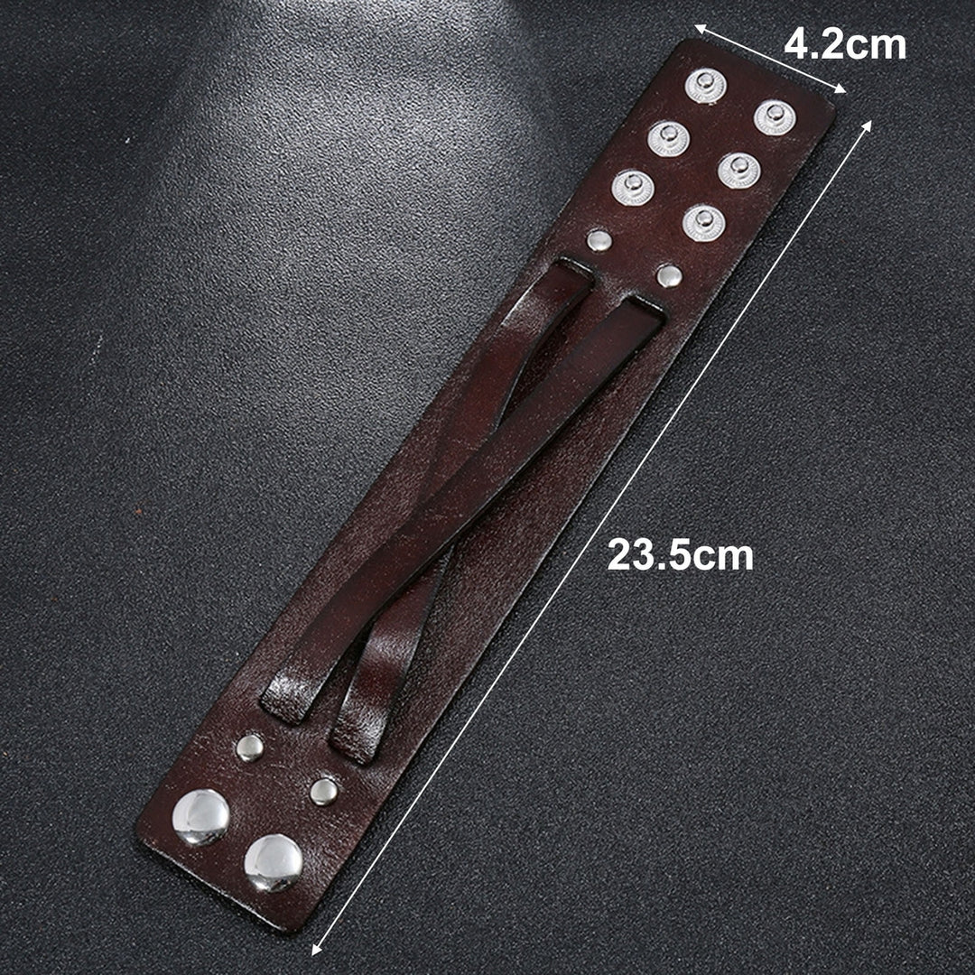 Men Bracelet Faux Leather Solid Color Smooth Punk Style Button Closure Lightweight Individual Cross Strap Men Accessory Image 6