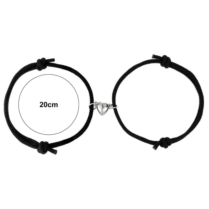 1 Pair Simple Magnetic Suction Metal Heart Pendant Couple Bracelets Women Men Adjustable Matching Bracelets Wristbands Image 6