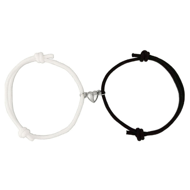 1 Pair Simple Magnetic Suction Metal Heart Pendant Couple Bracelets Women Men Adjustable Matching Bracelets Wristbands Image 9
