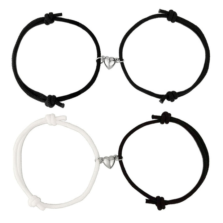 1 Pair Simple Magnetic Suction Metal Heart Pendant Couple Bracelets Women Men Adjustable Matching Bracelets Wristbands Image 10
