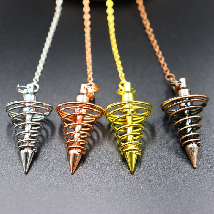 Necklace Pendant Sparkling Bright Elegant Dress Up  Spiral Conical Metal Pendulum Dowsing Spiral Chain for Adult Image 6