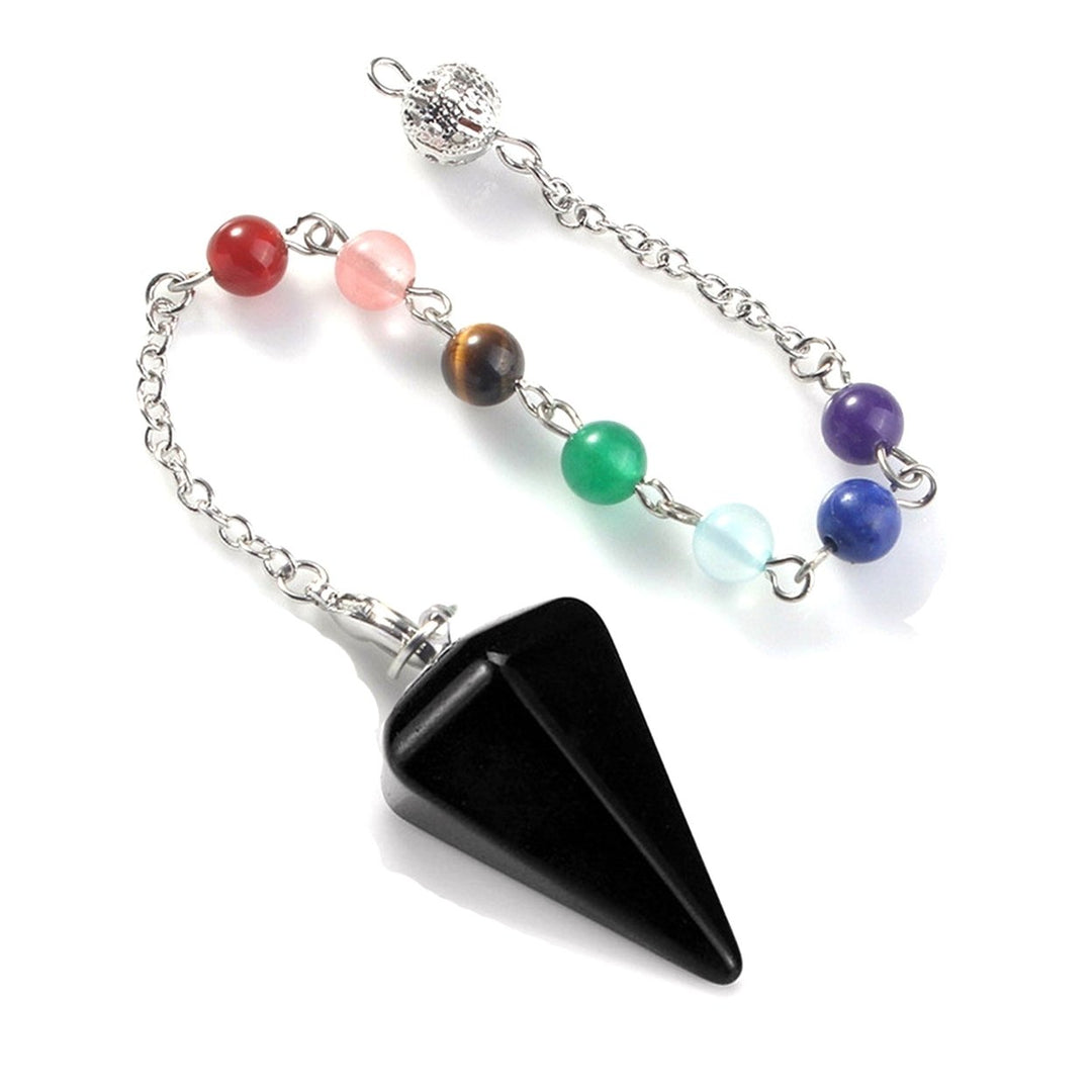 Pendant Smooth Surface Creative Cone Portable Jewelry Decorative Stone Hexagon Stainless Divination Chain Gift Image 2