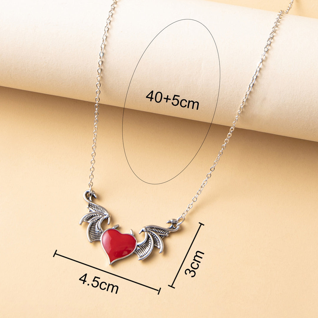 Women Necklace Gothic Punk Hip Hop Retro Hypoallergenic Gift Jewelry Accessories Love Heart Demon Wing Pendant Ladies Image 8