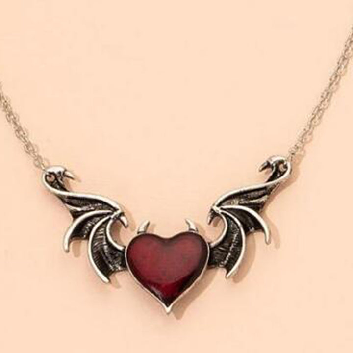 Women Necklace Gothic Punk Hip Hop Retro Hypoallergenic Gift Jewelry Accessories Love Heart Demon Wing Pendant Ladies Image 9