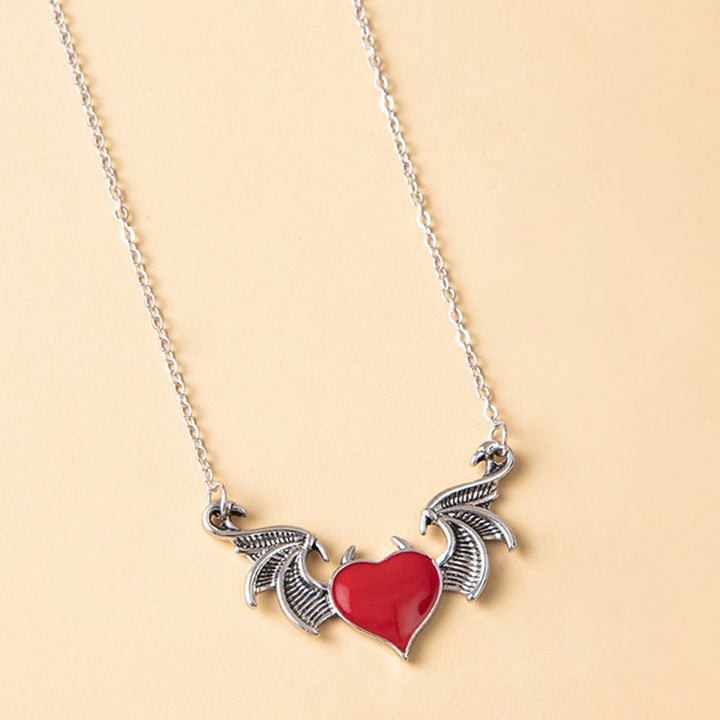 Women Necklace Gothic Punk Hip Hop Retro Hypoallergenic Gift Jewelry Accessories Love Heart Demon Wing Pendant Ladies Image 11