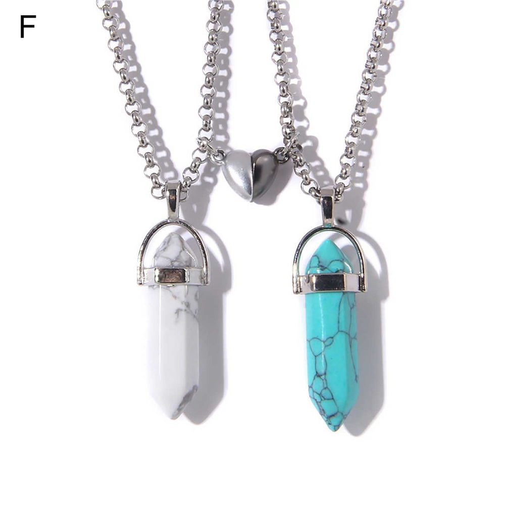 1 Pair Women Necklace Geometric Shape Magnetic Creative Meaningful Couple Pendant for Couple Image 2