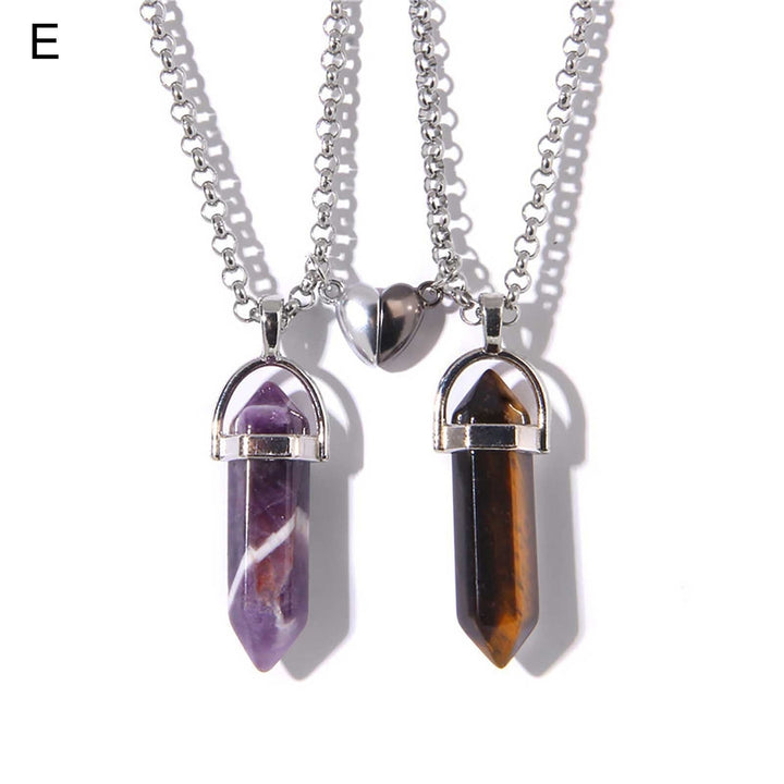 1 Pair Women Necklace Geometric Shape Magnetic Creative Meaningful Couple Pendant for Couple Image 3