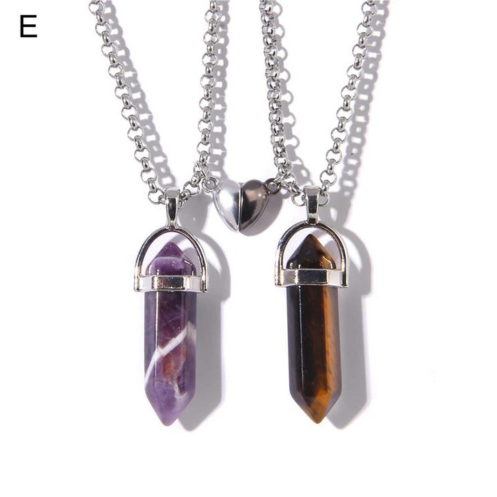 1 Pair Women Necklace Geometric Shape Magnetic Creative Meaningful Couple Pendant for Couple Image 1