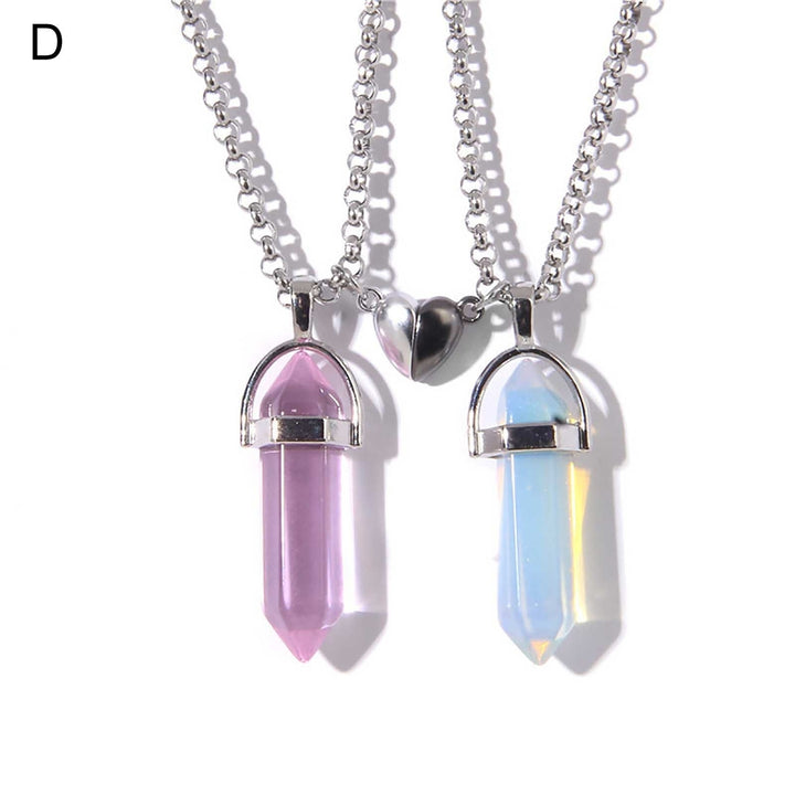 1 Pair Women Necklace Geometric Shape Magnetic Creative Meaningful Couple Pendant for Couple Image 4