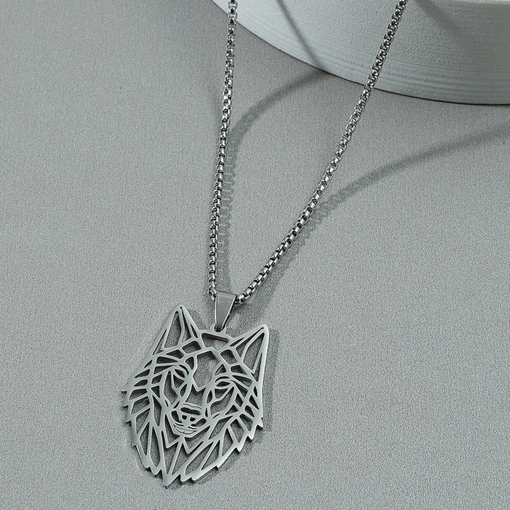 Pendant Necklace Hollow Out Wolf Head Jewelry Openwork Animal Choker Necklace Birthday Gifts Image 2