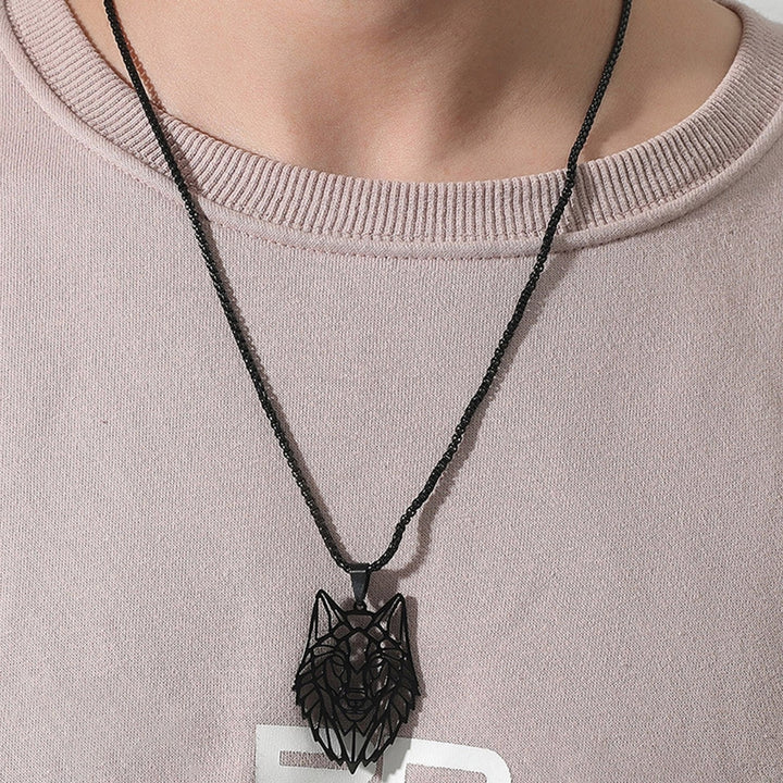 Pendant Necklace Hollow Out Wolf Head Jewelry Openwork Animal Choker Necklace Birthday Gifts Image 4