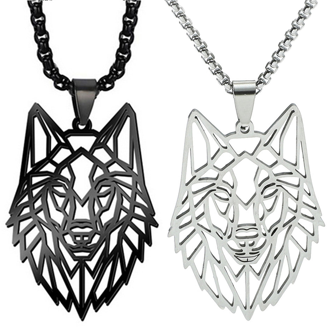 Pendant Necklace Hollow Out Wolf Head Jewelry Openwork Animal Choker Necklace Birthday Gifts Image 9