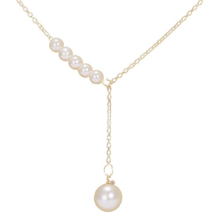 Women Necklace Multi Styles Imitation Pearl Stainless Moon Shape Neck Chain Gift Image 6