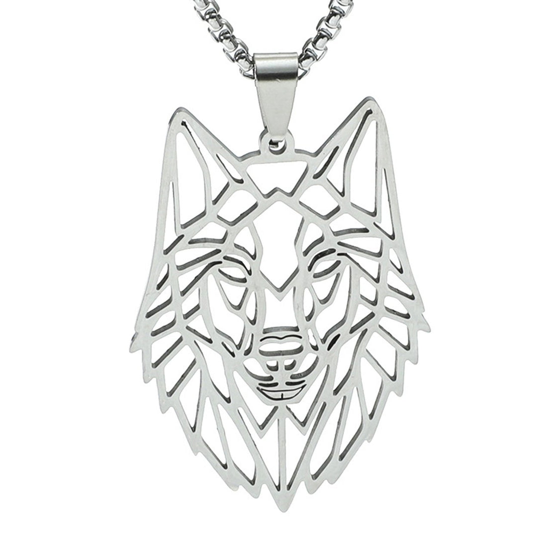 Pendant Necklace Hollow Out Wolf Head Jewelry Openwork Animal Choker Necklace Birthday Gifts Image 1